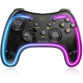 Manba Switch Controller,Wireless Switch Pro Controller Compatible with Switch/Switch lite/Switch OLED,Pro Controller Switch Support Turbo,Wake-up Function and Adjustable LED（Black）
