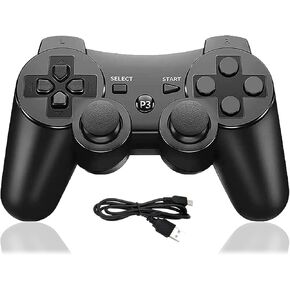 JINHOABF Wireless Controller for PS3 Controller,Built-in Dual Vibration Gamepad Compatible for PS3 Controller,with Charger Cable (Black) in Kuwait