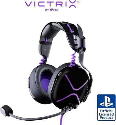 سماعة الألعاب PDP Victrix Pro AF Premium السلكية للرياضات الإلكترونية لجهاز Playstation 5 - ميكروفون بذراع قابل للإزالة PS4/PS5/PC (أسود/أرجواني) in Saudi Arabia