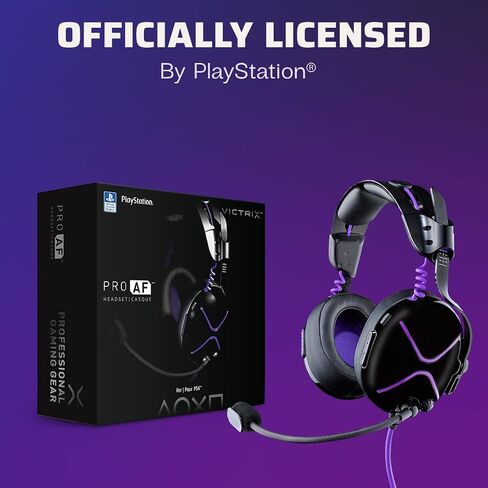 سماعة الألعاب PDP Victrix Pro AF Premium السلكية للرياضات الإلكترونية لجهاز Playstation 5 - ميكروفون بذراع قابل للإزالة PS4/PS5/PC (أسود/أرجواني) in Saudi Arabia