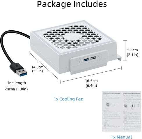 مروحة تبريد Mcbazel لـ Xbox Series S، شاشة LED RGB، ضوضاء منخفضة، 2 منافذ USB إضافية، 3 مستويات قابلة للتعديل لمروحة تبريد خارجية لوحدة تحكم Xbox Series S فقط in Kuwait