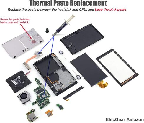 ElecGear Replacement Internal Cooling Fan compatible with Nintendo Switch - CPU Heatsink Cooler, Thermal Compound Paste, Y00 Triwing and PH00 Phillips Screwdriver, Spudger, Wipes Repair Tool Kit in Saudi Arabia