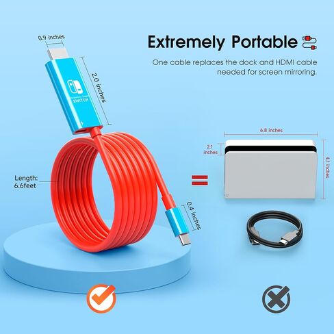 JINGDU USB C to HDMI Cable Compatible with Nintendo Switch 2017/OLED, USB-C HDMI Cable Replaces the Original Switch Dock for TV Screen Mirroring, 4K30Hz, Blue in Kuwait