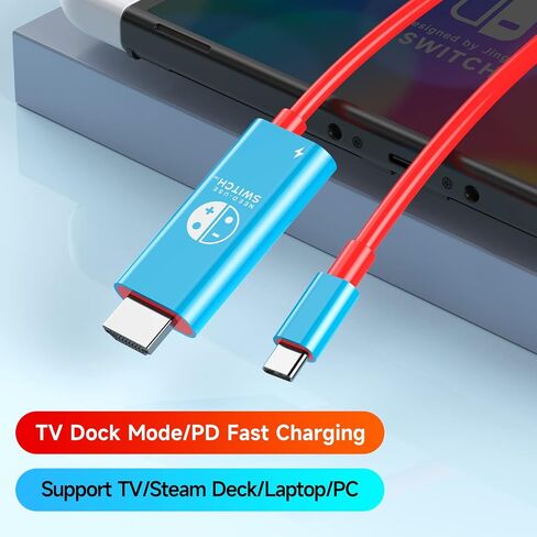 JINGDU USB C to HDMI Cable Compatible with Nintendo Switch 2017/OLED, USB-C HDMI Cable Replaces the Original Switch Dock for TV Screen Mirroring, 4K30Hz, Blue in Kuwait