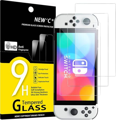 NEW'C [3 Pack] Designed for Nintendo Switch (model OLED) Screen Protector Tempered Glass, Case Friendly Ultra Resistant in Saudi Arabia