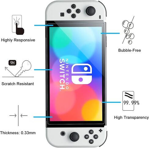 NEW'C [3 Pack] Designed for Nintendo Switch (model OLED) Screen Protector Tempered Glass, Case Friendly Ultra Resistant in Saudi Arabia
