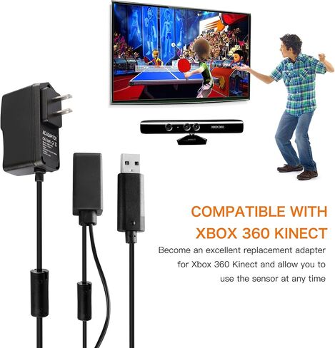 محول كينكت لجهاز اكس بوكس 360، محول طاقة USB الى تيار متردد متوافق مع نظام استشعار ميركوسوفت اكس بوكس 360 كينكت مع سلك كيبل شحن in Saudi Arabia