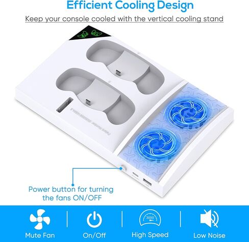 YUANHOT Vertical Cooling Stand Charging Station for Xbox Series S Console | Dual Fan Cooling System for Xbox Series S Accessories with 2Pack 1400mAh Rechargeable Battery for Controller, Headset Holder in Saudi Arabia
