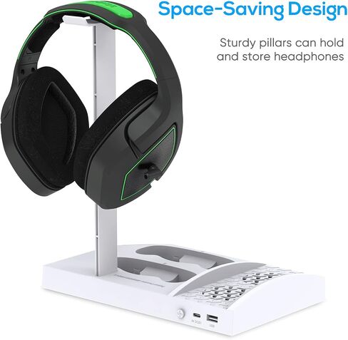 YUANHOT Vertical Cooling Stand Charging Station for Xbox Series S Console | Dual Fan Cooling System for Xbox Series S Accessories with 2Pack 1400mAh Rechargeable Battery for Controller, Headset Holder in Saudi Arabia
