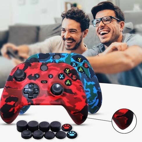 [عبوتان] Jusy متوافق مع وحدة تحكم Xbox Series X/S غطاء من السيليكون الناعم، غطاء حماية مقاوم للعرق ومضاد للانزلاق ومقاوم للغبار، مع 10 مقابض إبهام (نمط الشارع) in Saudi Arabia