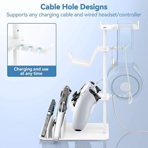 KDD Headphone Stand, Controller Holder & Headset Holder for Desk, Earphone Stand with Aluminum Supporting Bar, Universal Storage Organizer Headphones/Controller/Switch/Mobile Phone in Kuwait