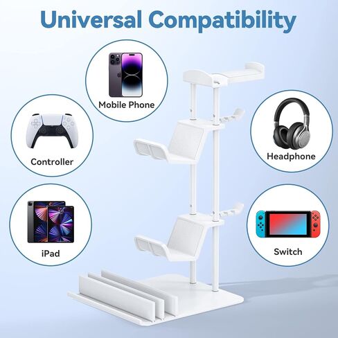 KDD Headphone Stand, Controller Holder & Headset Holder for Desk, Earphone Stand with Aluminum Supporting Bar, Universal Storage Organizer Headphones/Controller/Switch/Mobile Phone in Kuwait
