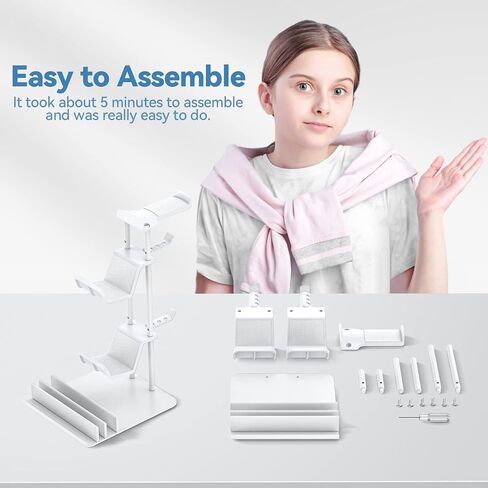 KDD Headphone Stand, Controller Holder & Headset Holder for Desk, Earphone Stand with Aluminum Supporting Bar, Universal Storage Organizer Headphones/Controller/Switch/Mobile Phone in Kuwait