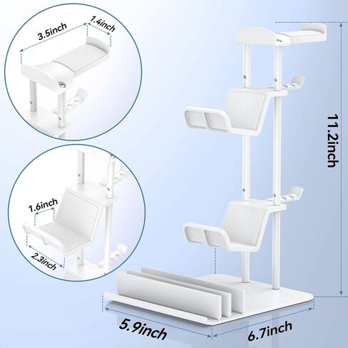 KDD Headphone Stand, Controller Holder & Headset Holder for Desk, Earphone Stand with Aluminum Supporting Bar, Universal Storage Organizer Headphones/Controller/Switch/Mobile Phone in Kuwait