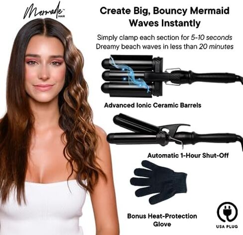 Mermade Hair | 0.9" Cutie Pro Waver | Three Barrel Curling Iron for Beach Waves in Saudi Arabia