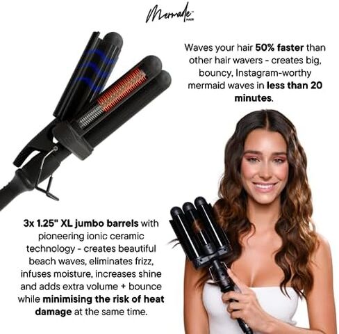 Mermade Hair | 0.9" Cutie Pro Waver | Three Barrel Curling Iron for Beach Waves in Saudi Arabia