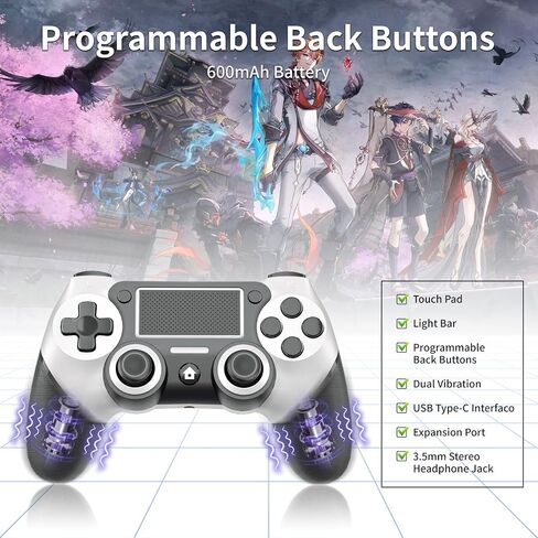 Bidfoce Ps-4 Controller Dual-shock 4 Play-station 4 Controller Compatible with PS4/Pro/Slim, Wireless Gaming Controllers with Double Vibration/6-Axis Motion Sensor/Programmable Back Buttons【Upgraded】 in Saudi Arabia
