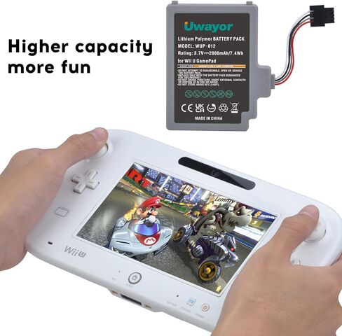 بطارية Uwayor Wii U Gamepad، بطارية قابلة للشحن 2000 مللي أمبير في الساعة لبطارية Nintendo Wii U Gamepad WUP-012 مع مفك براغي in Kuwait