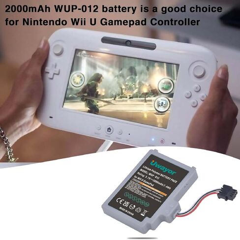 بطارية Uwayor Wii U Gamepad، بطارية قابلة للشحن 2000 مللي أمبير في الساعة لبطارية Nintendo Wii U Gamepad WUP-012 مع مفك براغي in Kuwait