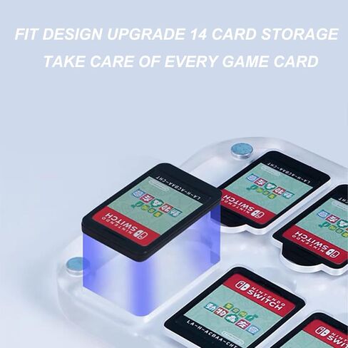 X-Richmen 14 in 1 Game Card Case for Nintendo Switch Acrylic Storage Box Transparent Display Cabinet of Switch Game Card Cartridge, Gift Box of Mario Mushroom Red and Blue Thumb Grip 2PCS in Saudi Arabia