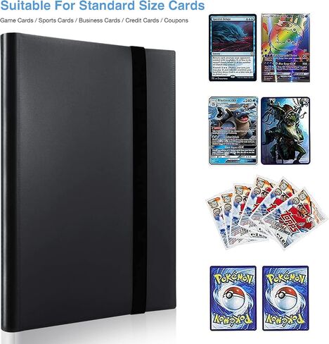 Card Binder 9-Pocket,360 Pockets Game Cards with 20 Sleeves,Trading Card Collection Zipper Binder Holder for Kids Gifts (Black 360Pockets) in Saudi Arabia