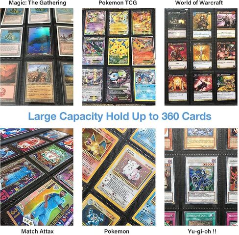 Card Binder 9-Pocket,360 Pockets Game Cards with 20 Sleeves,Trading Card Collection Zipper Binder Holder for Kids Gifts (Black 360Pockets) in Saudi Arabia