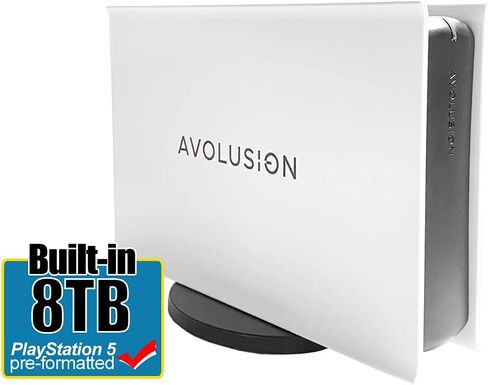افولوشن قرص صلب خارجي للالعاب برو-5 اكس بمنفذ USB 3.0 سعة 8 تيرابايت لجهاز تشغيل العاب الفيديو الرقمية PS5 (ابيض) - ضمان لمدة عامين in Saudi Arabia