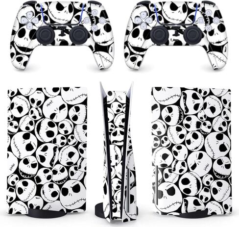 BelugaDesign PS5 Wave Japanese Skin | Painting Great Kanagawa Vinyl Cover Wrap Sticker Full Set Console Controller | Compatible with Sony PlayStation 5 (PS5 Regular Disc, Black White) in Kuwait