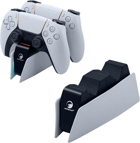 Mcbazel Dual Charger for PS5, Controller Charger Fast Charging Station Dock USB Type C Charging Adapter with LED Indicator for PlayStation 5 DualSense Controller - Black in Saudi Arabia