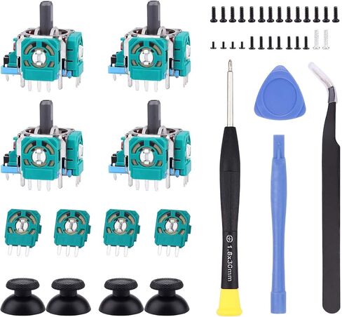 Ikpek 4pcs Joysticks + 4pcs 2K3 Ohm Potentiometer Replacement for PS5 DualSense Controller, 3D Analog Sensor Wheel Thumb Sticks Joystick Rocker Module Trim Pot Resistor Replacement for PS5 Controller in Kuwait