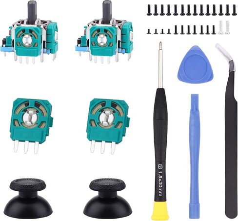 Ikpek 4pcs Joysticks + 4pcs 2K3 Ohm Potentiometer Replacement for PS5 DualSense Controller, 3D Analog Sensor Wheel Thumb Sticks Joystick Rocker Module Trim Pot Resistor Replacement for PS5 Controller in Kuwait