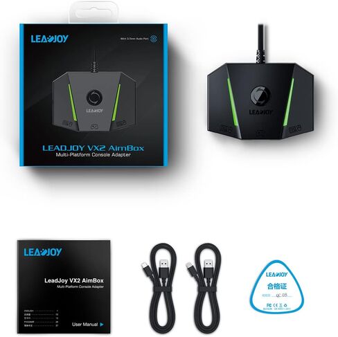 محول لوحة المفاتيح والماوس LeadJoy VX2 AimBox، محول سلكي مع واجهة صوت 3.5 مم، محول وحدة التحكم لأجهزة PS5 وPS4 وXbox One وXbox Series X/S وNintendo Switch لـ COD، Rainbow Six Siege in Kuwait