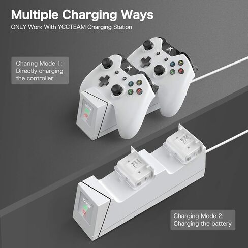 Controller Charger Compatible with Xbox One, YCCTEAM Rechargeable Battery Pack Compatible with Xbox One, Xbox One X, Xbox One S, Xbox One Elite Controller, Charging Station with 2pcs 1200mAh Battery in Kuwait