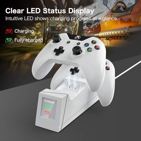 Controller Charger Compatible with Xbox One, YCCTEAM Rechargeable Battery Pack Compatible with Xbox One, Xbox One X, Xbox One S, Xbox One Elite Controller, Charging Station with 2pcs 1200mAh Battery in Kuwait