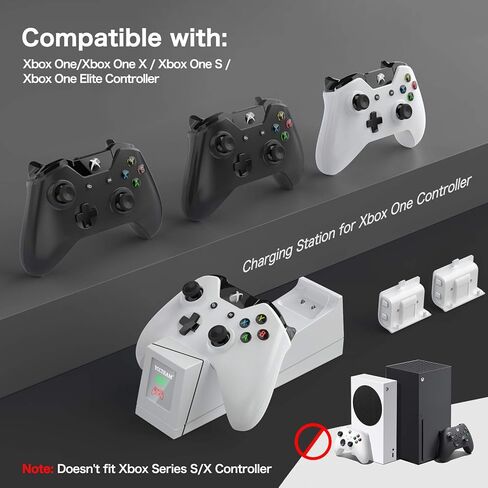 Controller Charger Compatible with Xbox One, YCCTEAM Rechargeable Battery Pack Compatible with Xbox One, Xbox One X, Xbox One S, Xbox One Elite Controller, Charging Station with 2pcs 1200mAh Battery in Kuwait