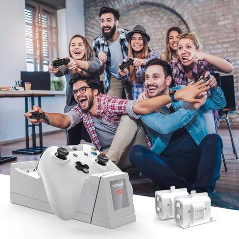 Controller Charger Compatible with Xbox One, YCCTEAM Rechargeable Battery Pack Compatible with Xbox One, Xbox One X, Xbox One S, Xbox One Elite Controller, Charging Station with 2pcs 1200mAh Battery in Kuwait