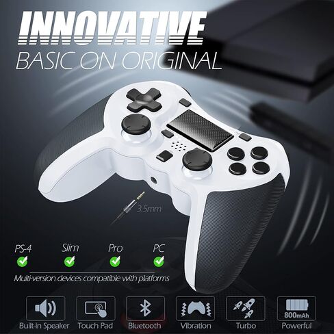 TERIOS Wireless Controller Compatible with PS4/PS4 Pro/PS4 Slim, Pro Controller with Built-in Speaker, Advanced Buttons Programming, Enhanced Dual Vibration/Turbo Auto Fire (Black) in Saudi Arabia