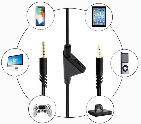 سلك كابل بديل CYPHER.V لسماعات الألعاب Astro A40/A40TR/A10، سلك Aux مع التحكم في مستوى الصوت 2.0 متر 6.5 قدم متوافق مع Xbox one PC Ps4 وما إلى ذلك (أسود) in Kuwait
