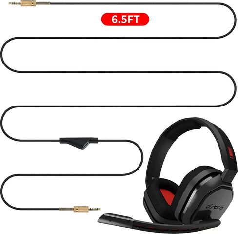 سلك كابل بديل CYPHER.V لسماعات الألعاب Astro A40/A40TR/A10، سلك Aux مع التحكم في مستوى الصوت 2.0 متر 6.5 قدم متوافق مع Xbox one PC Ps4 وما إلى ذلك (أسود) in Kuwait