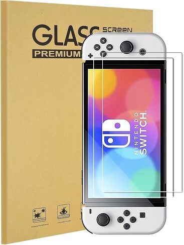 KEANBOLL 2-Pack Tempered Glass Screen Protector Compatible with Nintendo Switch OLED model 2021, Ultra Clear & 9H Hardness & Scratch Resistant & Easy Installation in Saudi Arabia