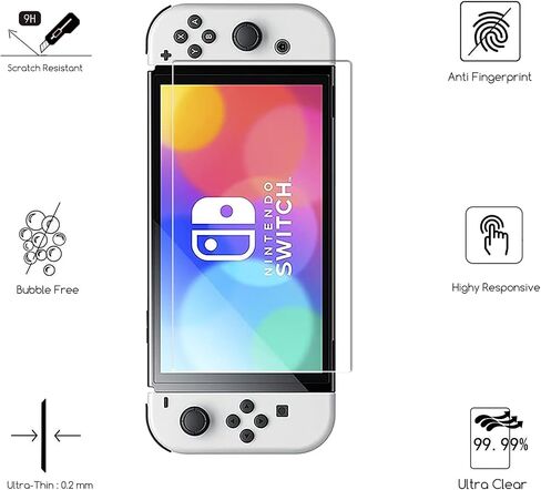 KEANBOLL 2-Pack Tempered Glass Screen Protector Compatible with Nintendo Switch OLED model 2021, Ultra Clear & 9H Hardness & Scratch Resistant & Easy Installation in Saudi Arabia