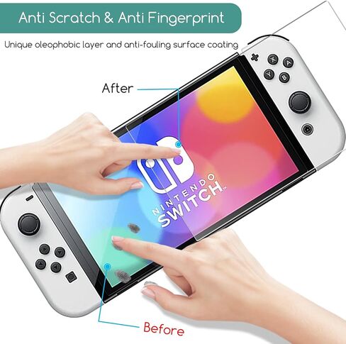 KEANBOLL 2-Pack Tempered Glass Screen Protector Compatible with Nintendo Switch OLED model 2021, Ultra Clear & 9H Hardness & Scratch Resistant & Easy Installation in Saudi Arabia