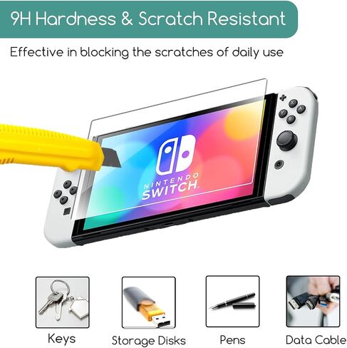 KEANBOLL 2-Pack Tempered Glass Screen Protector Compatible with Nintendo Switch OLED model 2021, Ultra Clear & 9H Hardness & Scratch Resistant & Easy Installation in Saudi Arabia