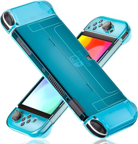 [Improved Version] Dockable Clear Case for Nintendo Switch OLED 2021, FANPL Protective Case Cover for Switch OLED and Joy Con Controller - Strong and Durable, Not Easy to Fall Off (Red) in Saudi Arabia