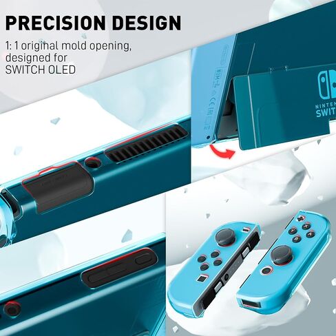 [Improved Version] Dockable Clear Case for Nintendo Switch OLED 2021, FANPL Protective Case Cover for Switch OLED and Joy Con Controller - Strong and Durable, Not Easy to Fall Off (Red) in Saudi Arabia