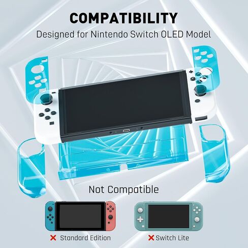 [Improved Version] Dockable Clear Case for Nintendo Switch OLED 2021, FANPL Protective Case Cover for Switch OLED and Joy Con Controller - Strong and Durable, Not Easy to Fall Off (Red) in Saudi Arabia