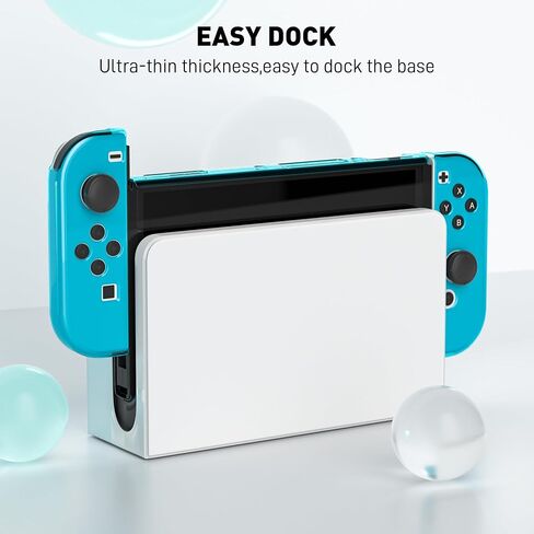 [Improved Version] Dockable Clear Case for Nintendo Switch OLED 2021, FANPL Protective Case Cover for Switch OLED and Joy Con Controller - Strong and Durable, Not Easy to Fall Off (Red) in Saudi Arabia