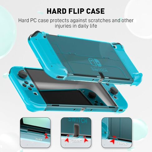 [Improved Version] Dockable Clear Case for Nintendo Switch OLED 2021, FANPL Protective Case Cover for Switch OLED and Joy Con Controller - Strong and Durable, Not Easy to Fall Off (Red) in Saudi Arabia