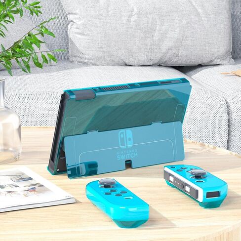 [Improved Version] Dockable Clear Case for Nintendo Switch OLED 2021, FANPL Protective Case Cover for Switch OLED and Joy Con Controller - Strong and Durable, Not Easy to Fall Off (Red) in Saudi Arabia