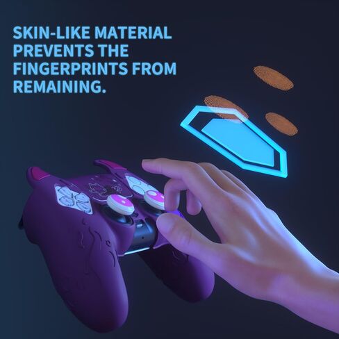 PlayVital Halloween Cute Demon Controller Silicone Case for ps5, Kawaii Controller Cover Gamepad Skin Protector for ps5 with Touch Pad Sticker & Thumb Grip Caps - Purple in Kuwait